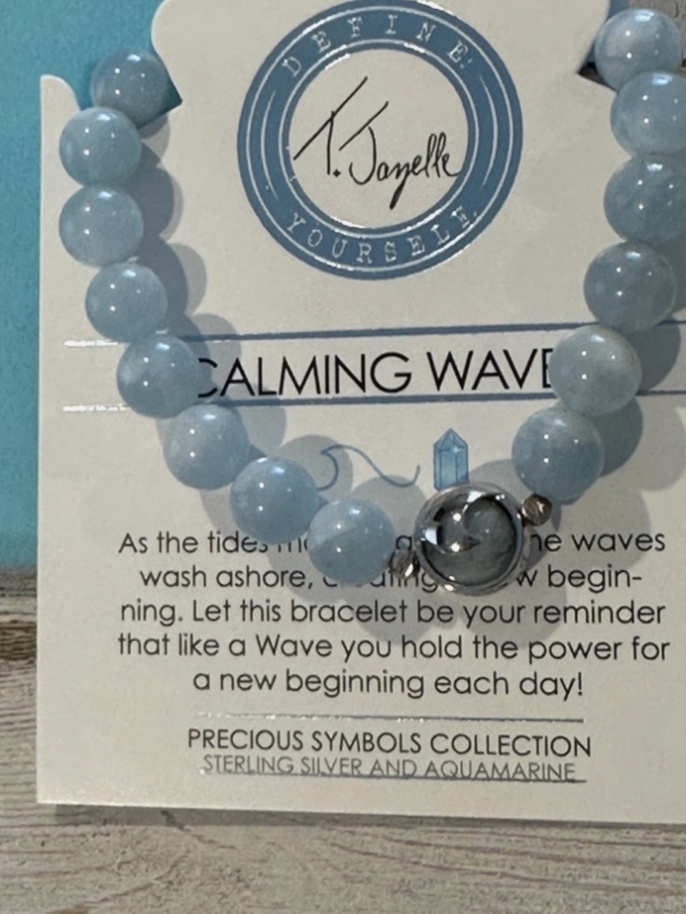 T Jazelle CALMING WAVES Sterling Silver & Aquamarine Beaded Bracelet - New